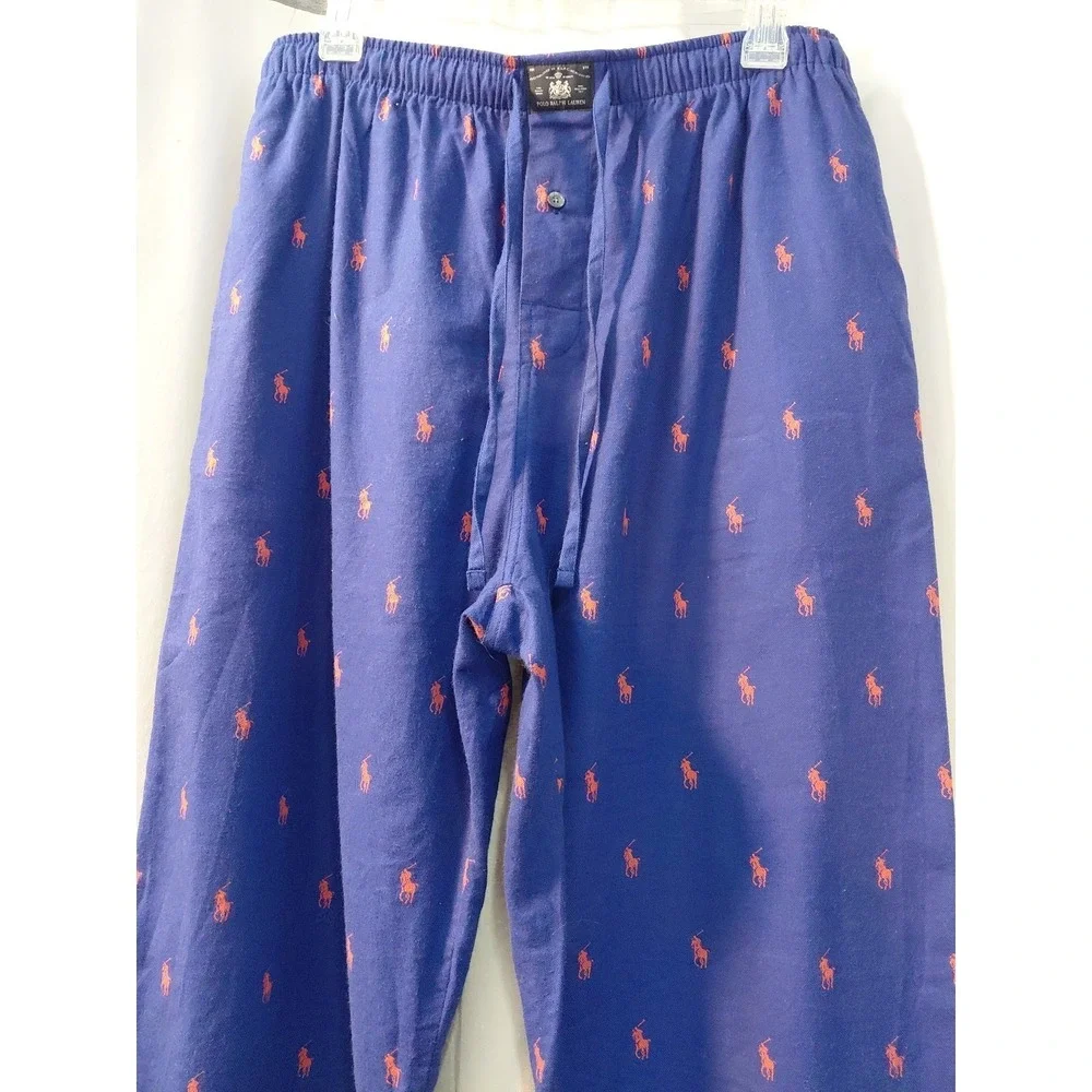 Polo‎ Ralph Lauren Sleepwear Mens Pants Blue Red Allover Pony Print Cotton